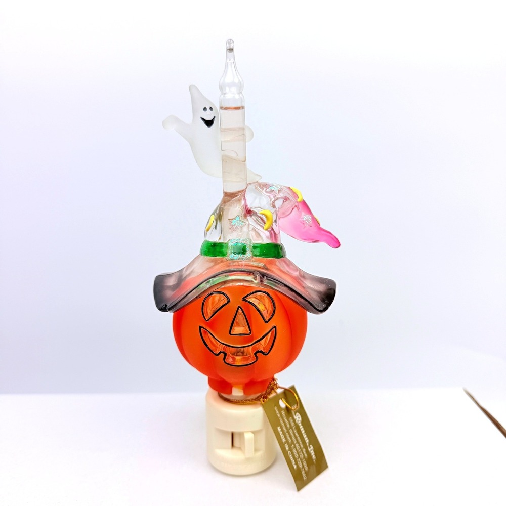 Jack O Lantern Night Light Pumpkin bubble light Orange 7.5 Witch Halloween Ghost
